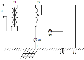 電壓電流法測(cè)接地電阻的試驗(yàn)接線(xiàn)
